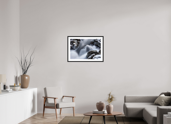 75 x 50 cm, Black Wooden Frame Water & Ice #2