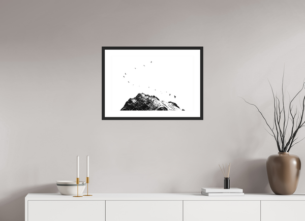 60 x 40 cm, Black Wooden Frame Black Crows #2