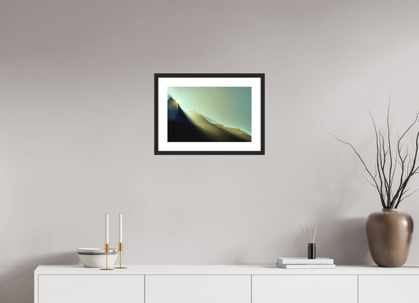 45 x 30 cm, Black Wooden Frame Sunrise #2