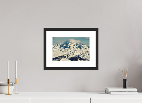 30 x 20 cm, Black Wooden Frame Mont Blanc from Val d'Isere