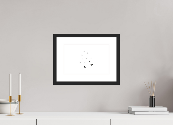 30 x 20 cm, Black Wooden Frame Black Crows #3