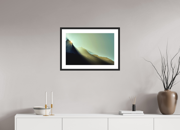 60 x 40 cm, Black Wooden Frame Sunrise #2