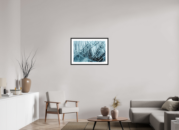 75 x 50 cm, Black Wooden Frame Glacial Ice #3