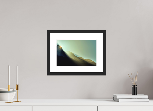 30 x 20 cm, Black Wooden Frame Sunrise #2
