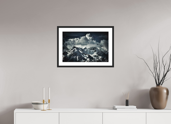 60 x 40 cm, Black Wooden Frame Storm Building