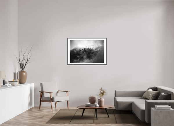 105 x 70 cm, Black Wooden Frame Morzine Mist