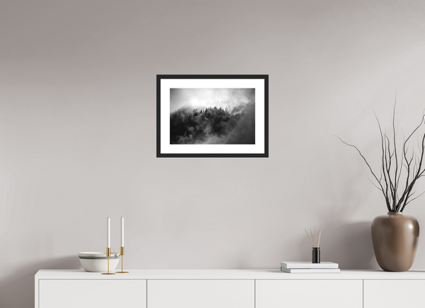 45 x 30 cm, Black Wooden Frame Morzine Mist