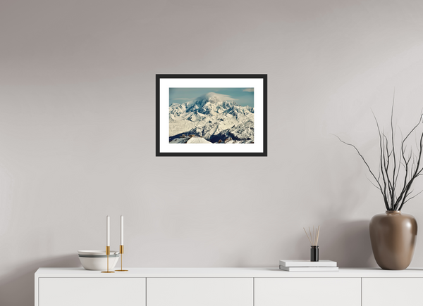 45 x 30 cm, Black Wooden Frame Mont Blanc from Val d'Isere
