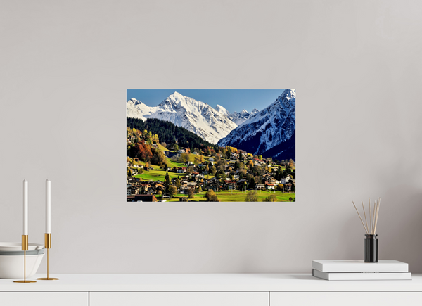 45 x 30 cm, Photo Print Under Acrylic Glass Winter Meets Autumn in Klosters