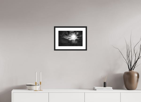 38.5 x 25 cm, Black Wooden Frame Break in the Storm, Meribel