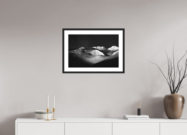60 x 40 cm, Black Wooden Frame Powder Day, Tignes