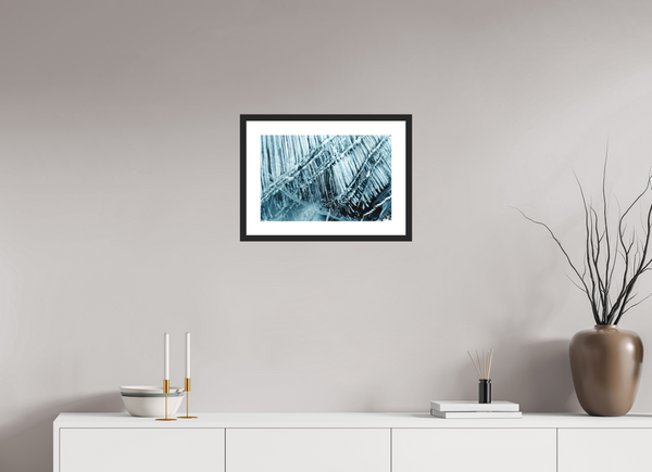 45 x 30 cm, Black Wooden Frame Glacial Ice #3