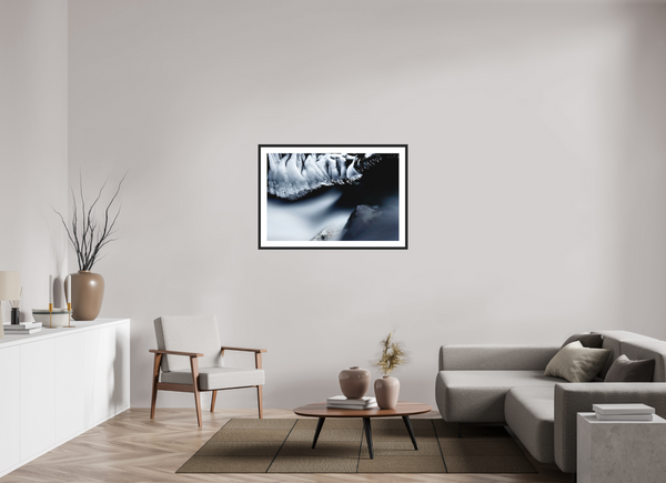 105 x 70 cm, Black Wooden Frame Water & Ice #1