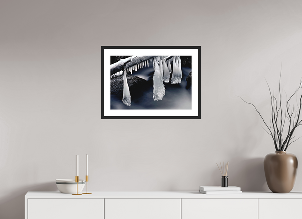 60 x 40 cm, Black Wooden Frame Water & Ice #3