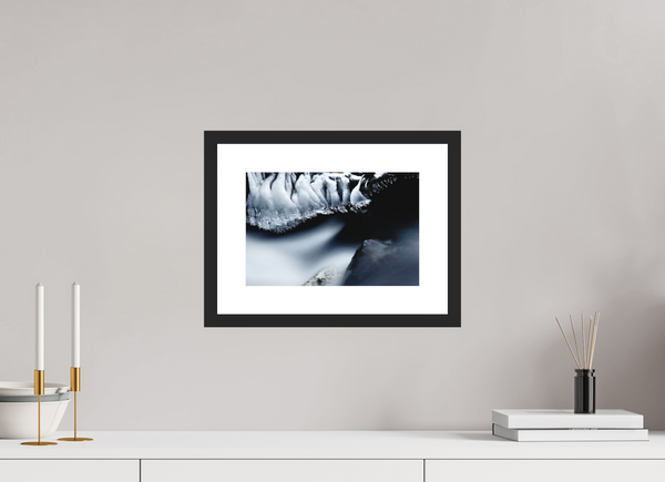 30 x 20 cm, Black Wooden Frame Water & Ice #1