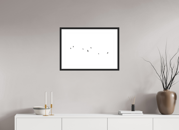 60 x 40 cm, Black Wooden Frame Black Crows #1