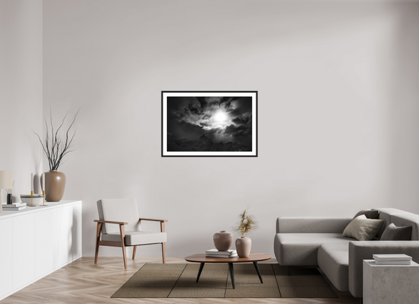107.8 x 70 cm, Black Wooden Frame Break in the Storm, Meribel