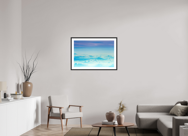 90 x 60 cm, Black Wooden Frame Mountains Hues