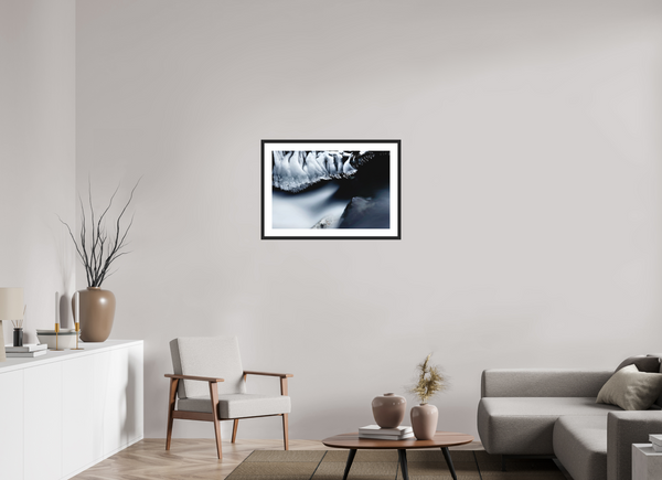 75 x 50 cm, Black Wooden Frame Water & Ice #1