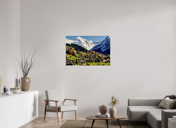 105 x 70 cm, Photo Print Under Acrylic Glass Winter Meets Autumn in Klosters