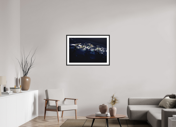 90 x 60 cm, Black Wooden Frame Crevasse #2