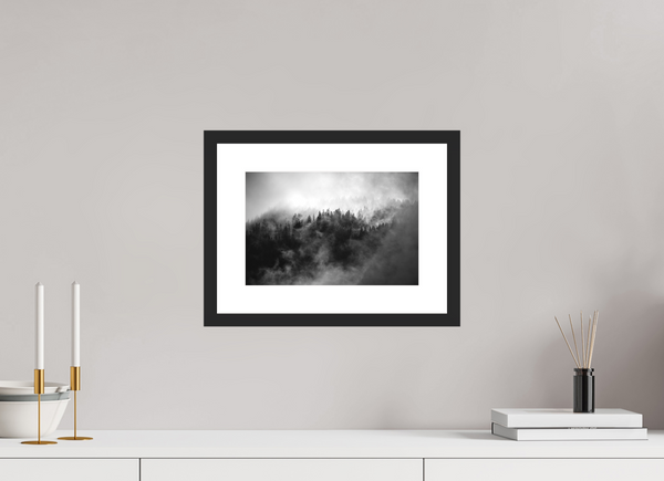 30 x 20 cm, Black Wooden Frame Morzine Mist