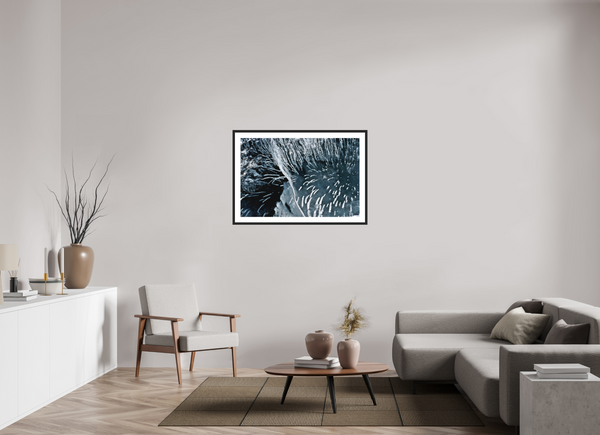 105 x 70 cm, Black Wooden Frame Glacial Ice #1