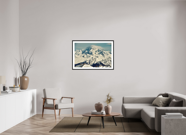 105 x 70 cm, Black Wooden Frame Mont Blanc from Val d'Isere