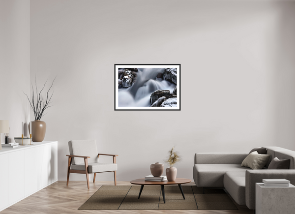 105 x 70 cm, Black Wooden Frame Water & Ice #2