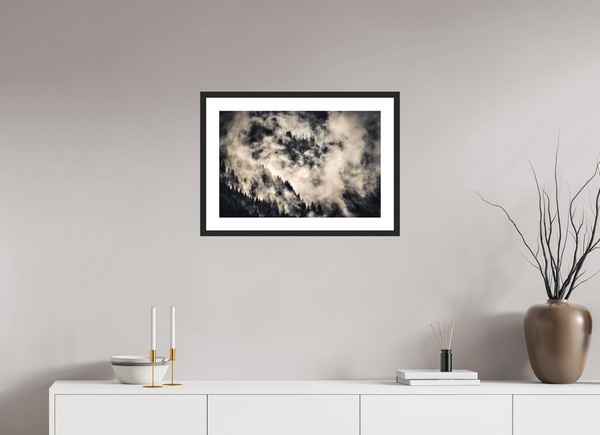 60 x 40 cm, Black Wooden Frame Klosters Forest #1