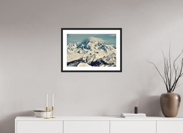 60 x 40 cm, Black Wooden Frame Mont Blanc from Val d'Isere