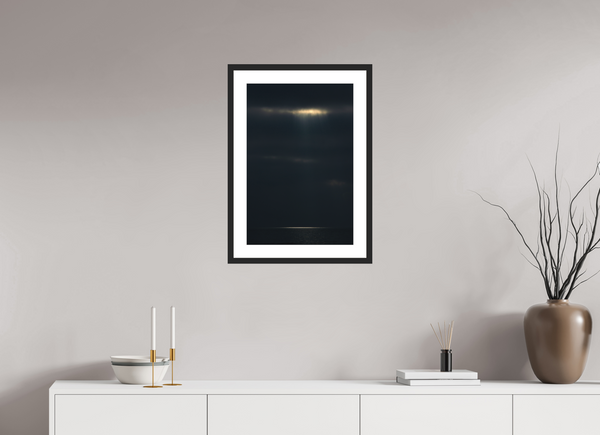 40 x 60 cm, Black Wooden Frame A Fleeting Moment on a Dark Ocean