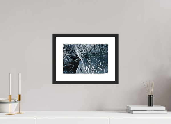 30 x 20 cm, Black Wooden Frame Glacial Ice #1