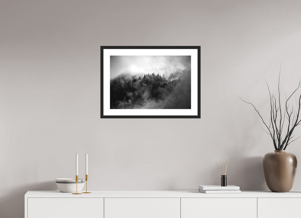 60 x 40 cm, Black Wooden Frame Morzine Mist