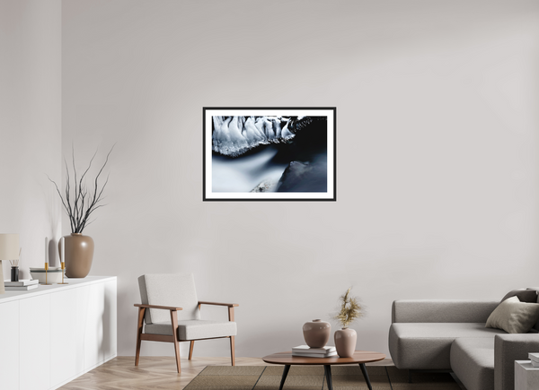 90 x 60 cm, Black Wooden Frame Water & Ice #1