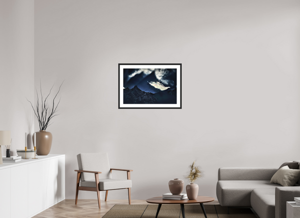 75 x 50 cm, Black Wooden Frame Evening Light #1