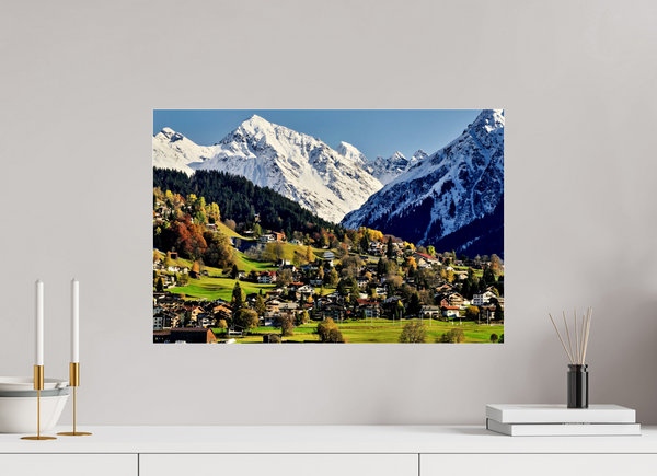 60 x 40 cm, Photo Print Under Acrylic Glass Winter Meets Autumn in Klosters