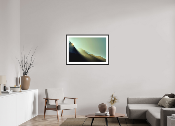 90 x 60 cm, Black Wooden Frame Sunrise #2