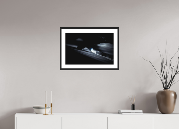 60 x 40 cm, Black Wooden Frame Crevasse #3