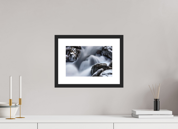 30 x 20 cm, Black Wooden Frame Water & Ice #2
