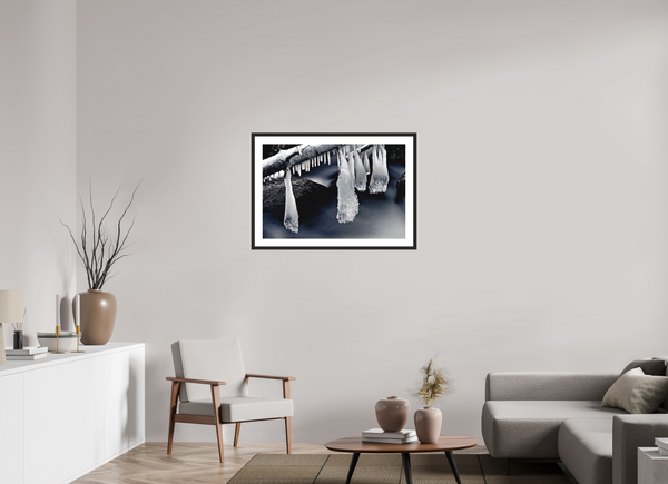 90 x 60 cm, Black Wooden Frame Water & Ice #3