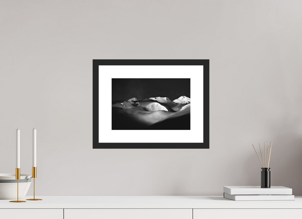 30 x 20 cm, Black Wooden Frame Powder Day, Tignes