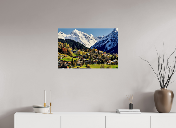 75 x 50 cm, Photo Print Under Acrylic Glass Winter Meets Autumn in Klosters