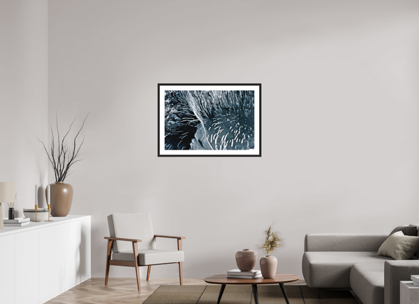 90 x 60 cm, Black Wooden Frame Glacial Ice #1