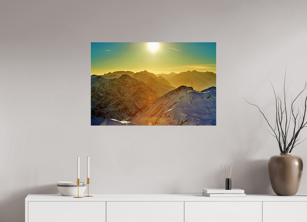 90 x 60 cm, Photo Print Under Acrylic Glass Klosters Evening Light