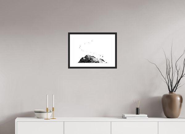 45 x 30 cm, Black Wooden Frame Black Crows #2