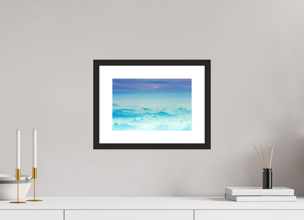 30 x 20 cm, Black Wooden Frame Mountains Hues