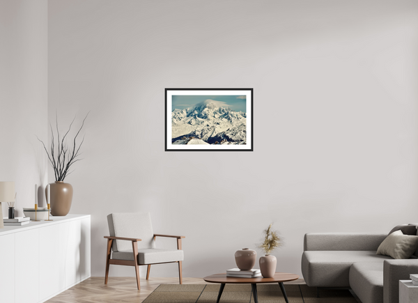 75 x 50 cm, Black Wooden Frame Mont Blanc from Val d'Isere