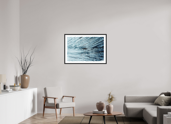 90 x 60 cm, Black Wooden Frame Glacial Ice #2