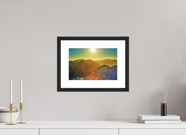 30 x 20 cm, Black Wooden Frame Klosters Evening Light